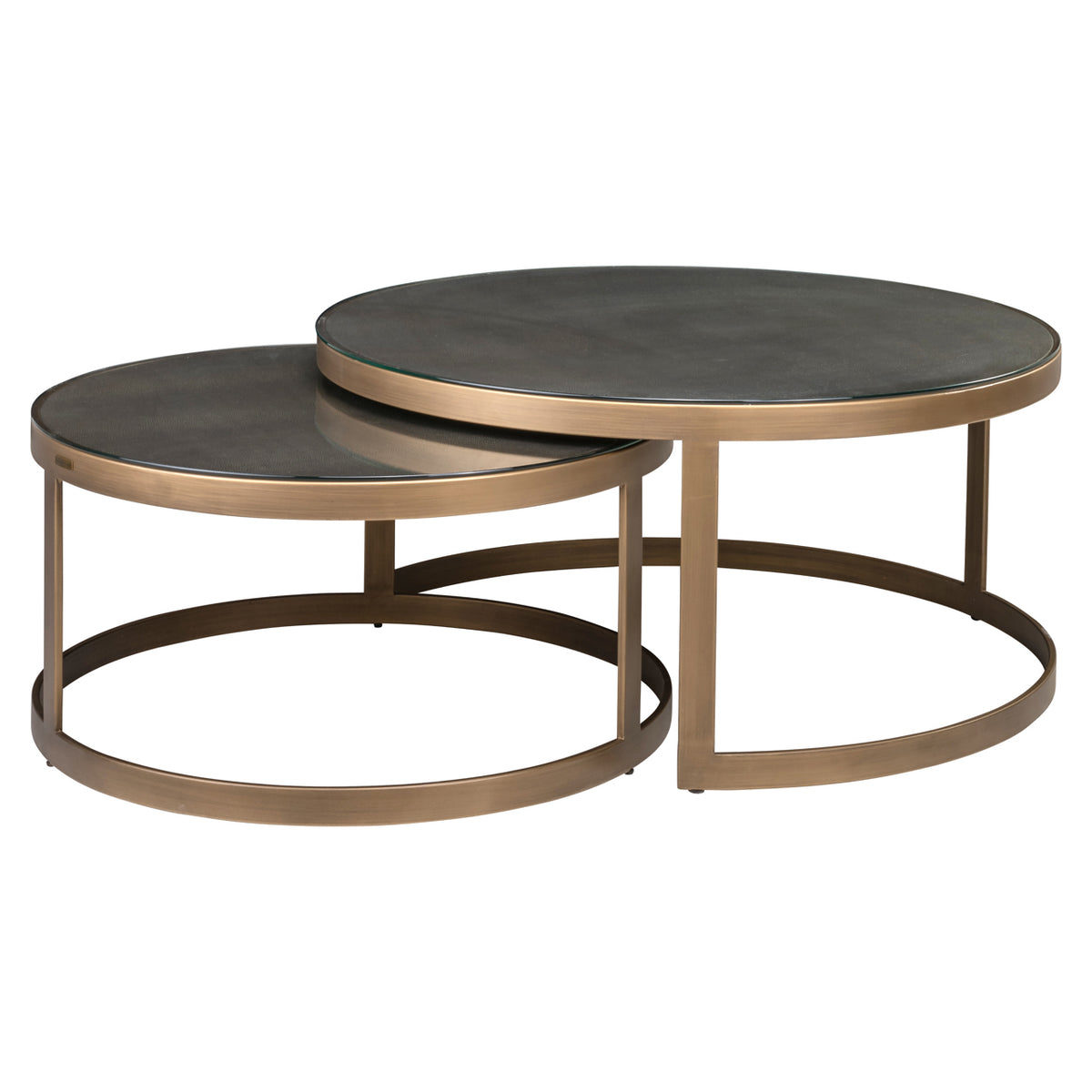 Table basse Bloomville brass shagreen incl. glass tops (Set of 2)