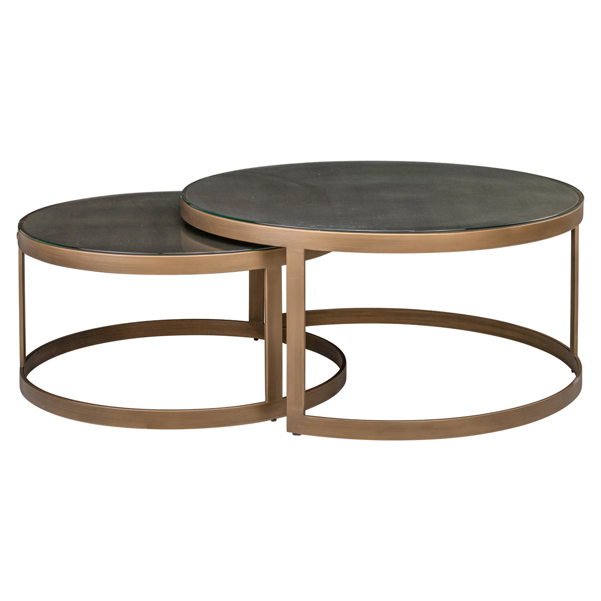 Table basse Bloomville brass shagreen incl. glass tops (Set of 2)
