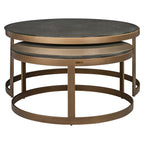 Table basse Bloomville brass shagreen incl. glass tops (Set of 2)