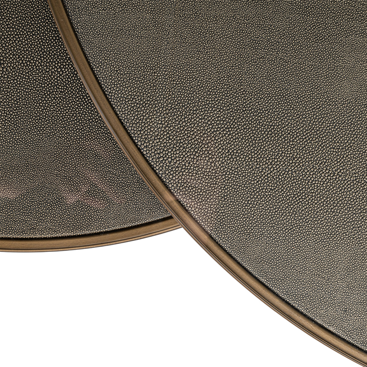 Table basse Bloomville brass shagreen incl. glass tops (Set of 2)