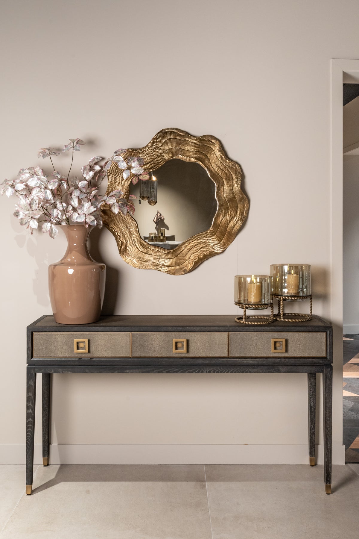 Console Bloomville brass shagreen