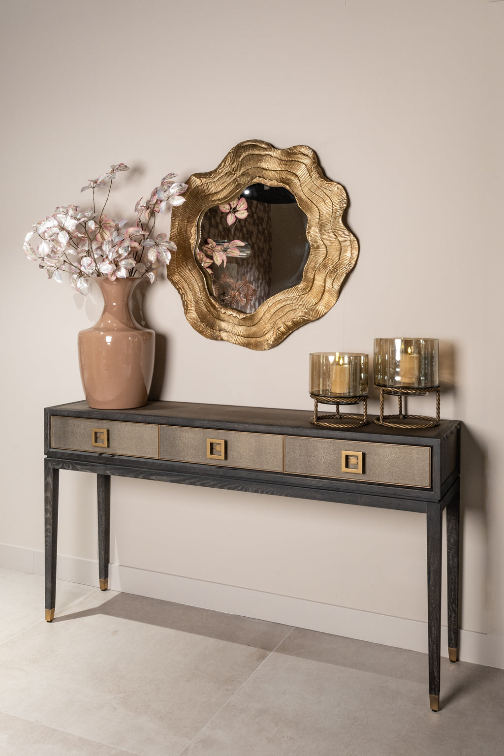 Console Bloomville brass shagreen