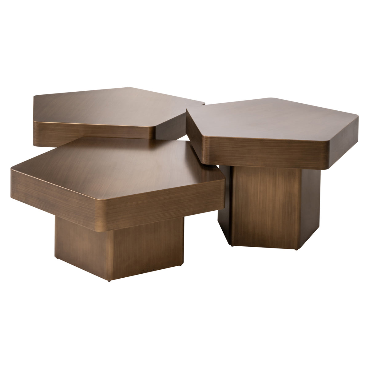Table basse Hexa brushed gold (Set of 3)