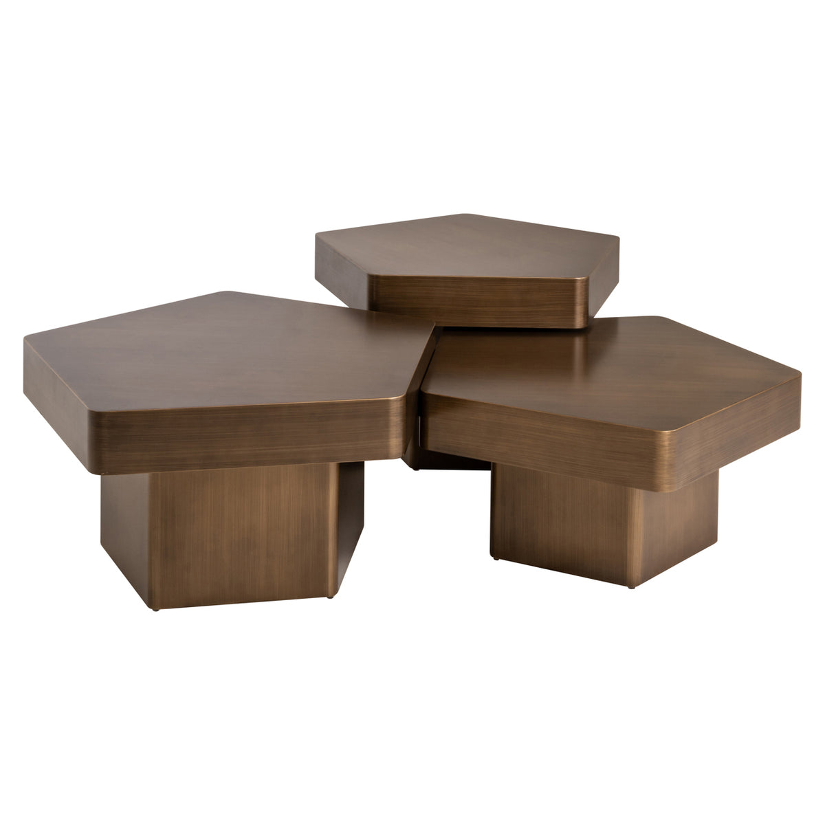 Table basse Hexa brushed gold (Set of 3)