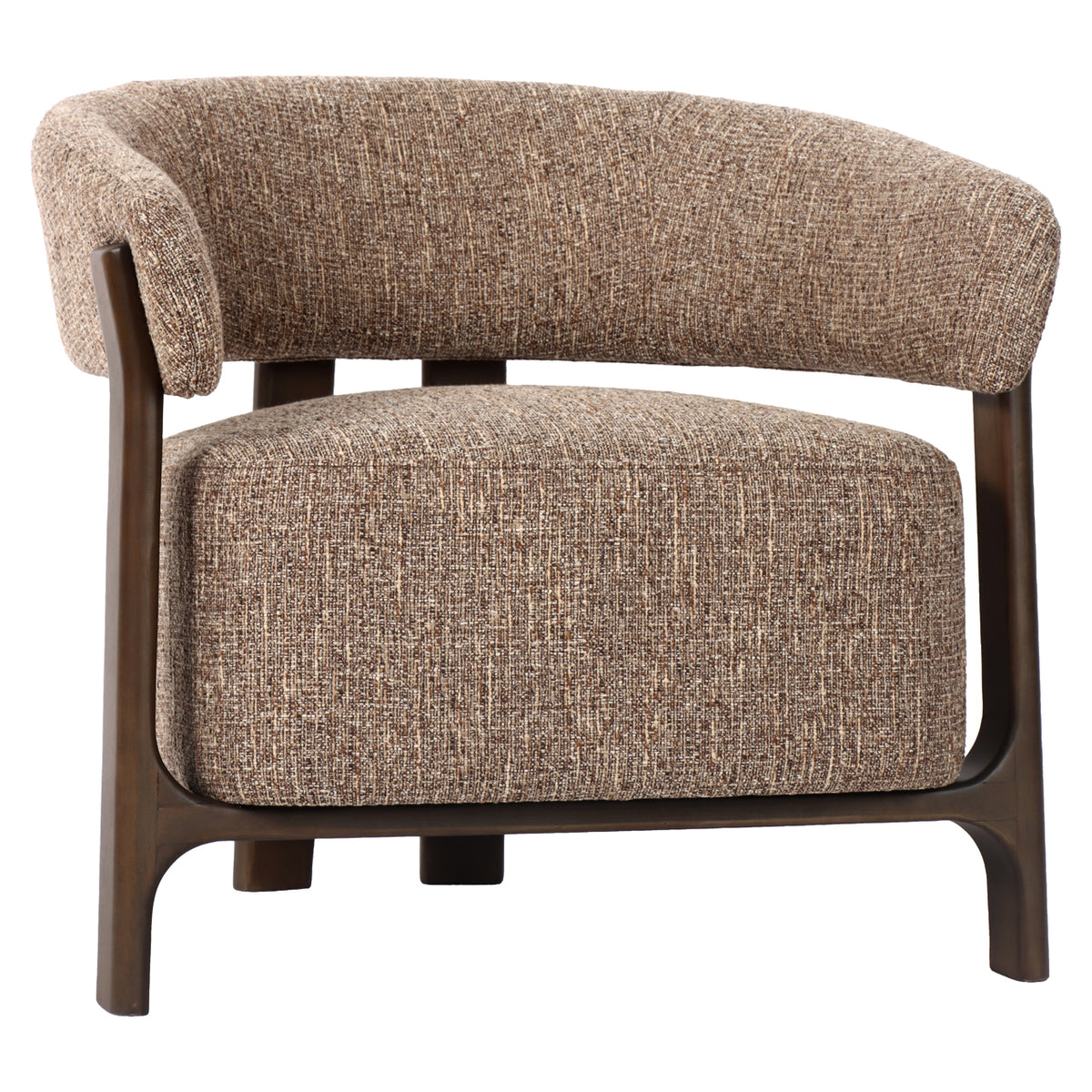 Fauteuil lounge Dalara brown tweed