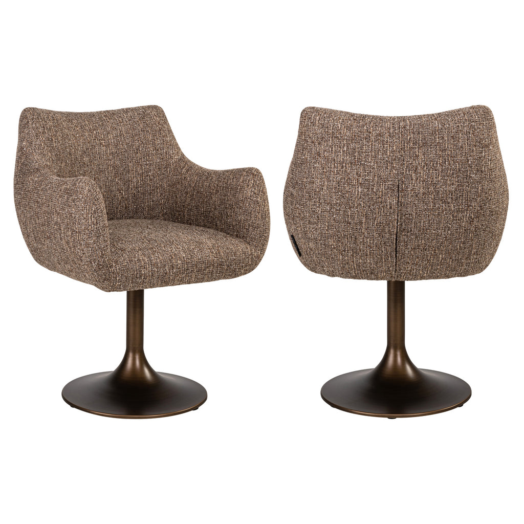 Chaise de salle à manger Aldo brown tweed swivel