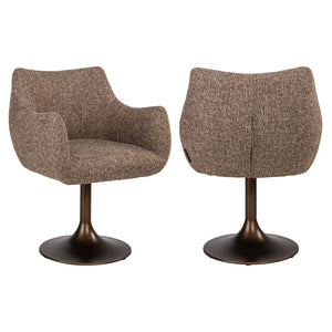 Chaise de salle à manger Aldo brown tweed swivel