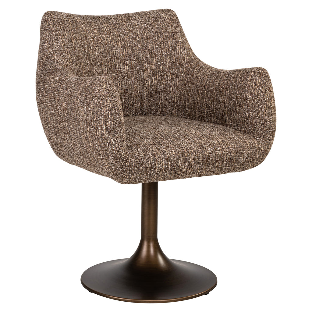Chaise de salle à manger Aldo brown tweed swivel