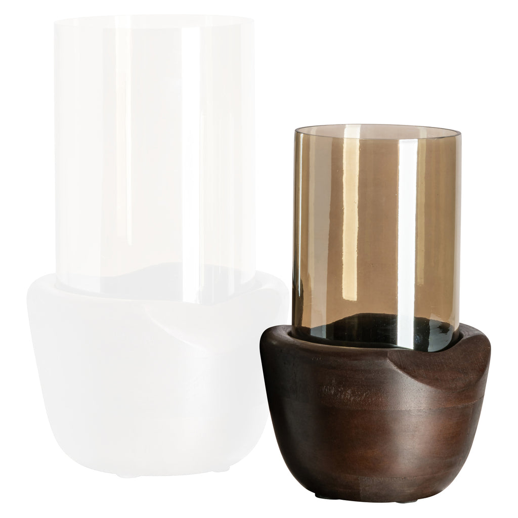 Lampe ouragan Jade walnut small