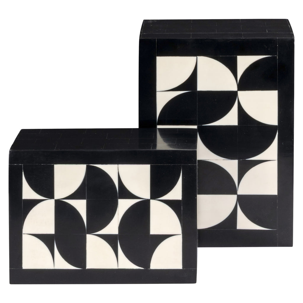 Boîte de rangement Rae black/white (Set of 2)