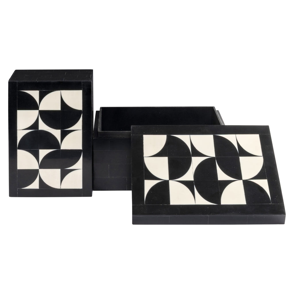 Boîte de rangement Rae black/white (Set of 2)