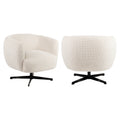 Fauteuil lounge Estelle beige blockweave swivel