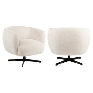 Fauteuil lounge Estelle beige blockweave swivel