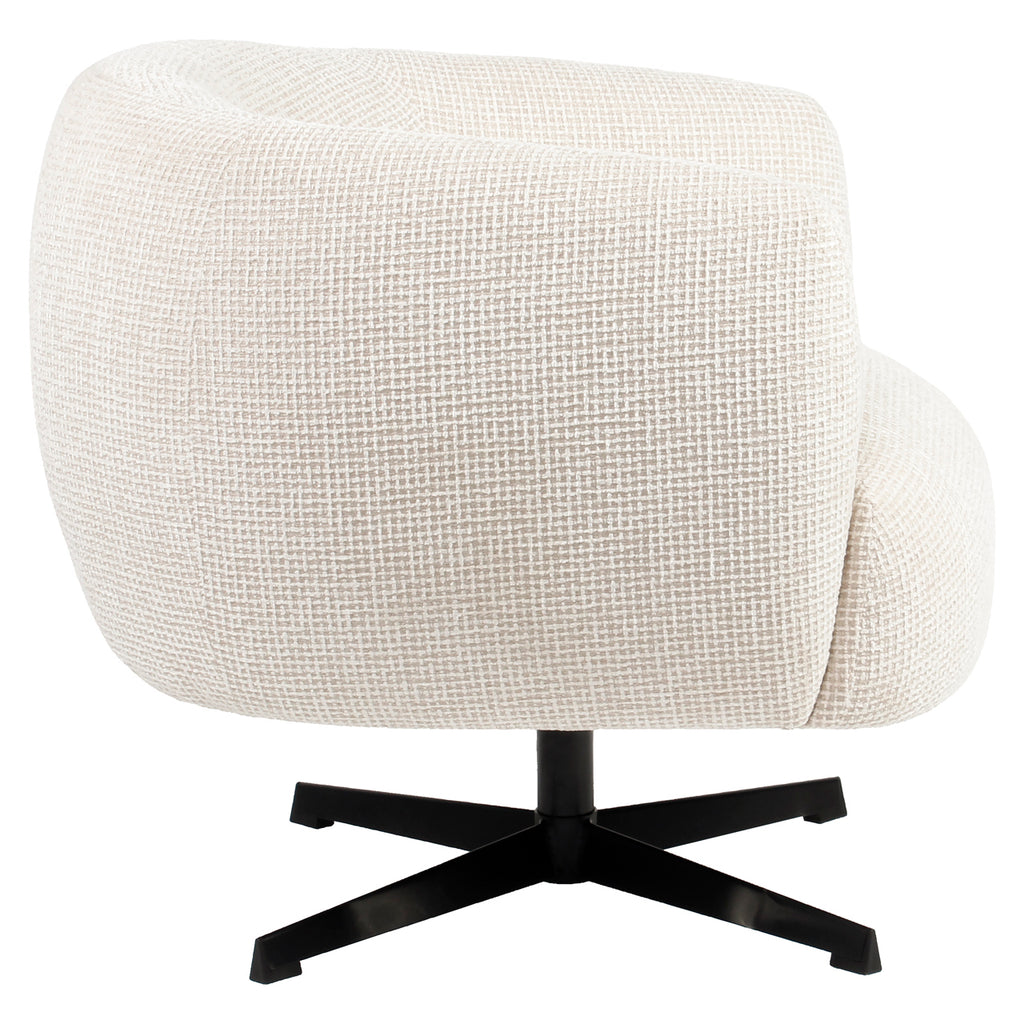 Fauteuil lounge Estelle beige blockweave swivel