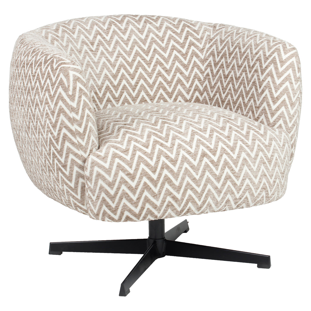 Fauteuil lounge Estelle sand chevron swivel