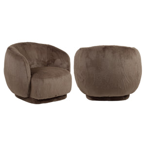 Fauteuil lounge Negreslo brown fluffy swivel