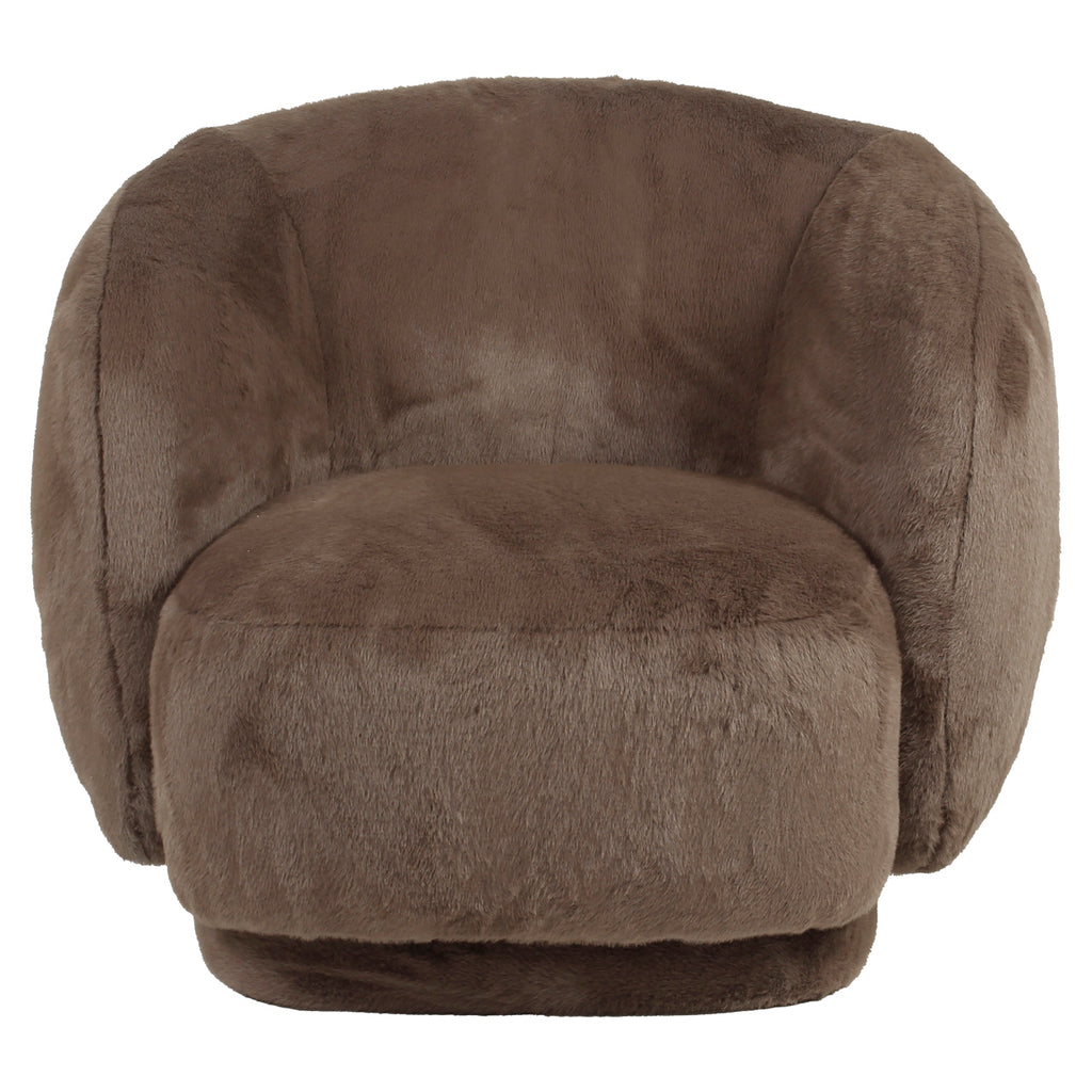 Fauteuil lounge Negreslo brown fluffy swivel