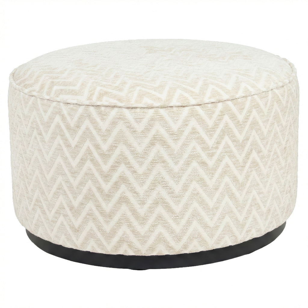 Pouf & repose-pieds Lexie beige chevron 70Ø