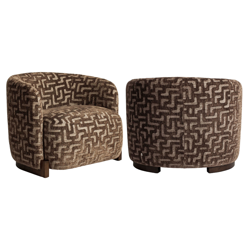 Fauteuil lounge Hannah brown labyrinth fire retardant