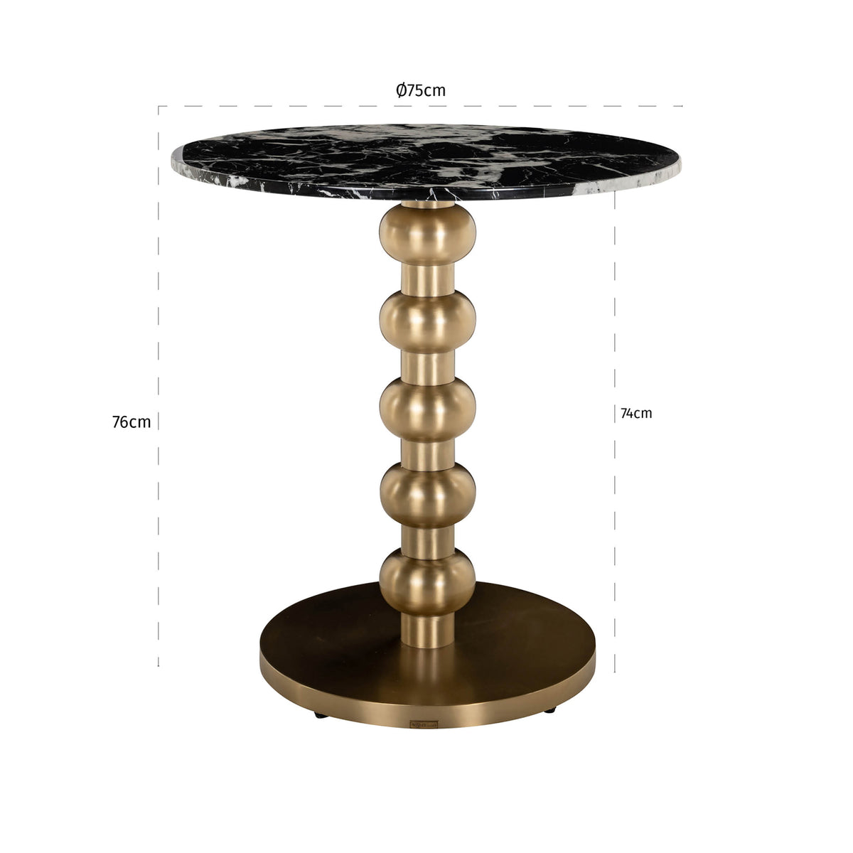 Table bistro Witlox black/gold 75Ø