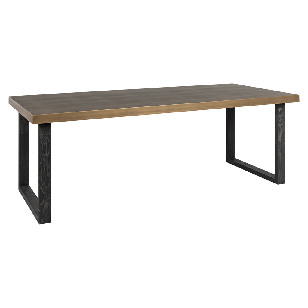 Table à manger Bloomville brass shagreen incl. glass top 230