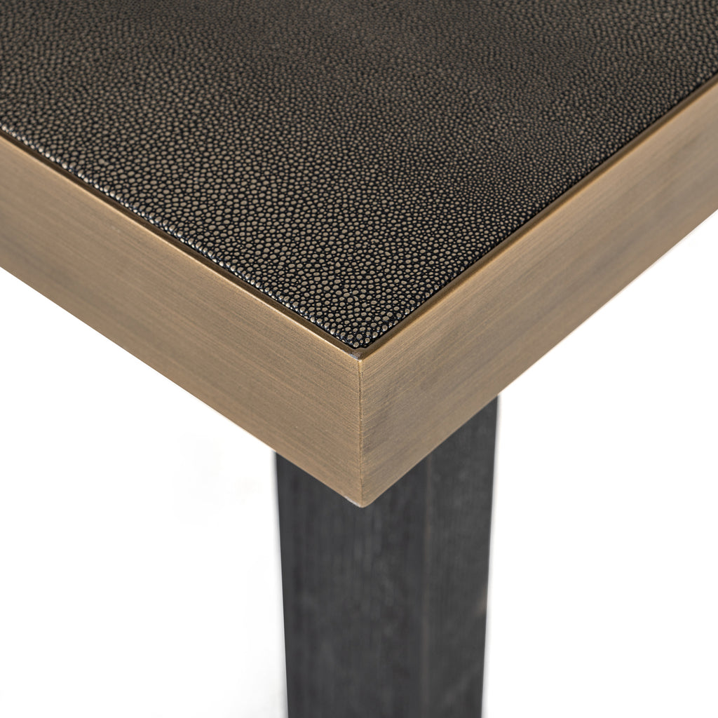Table à manger Bloomville brass shagreen incl. glass top 230