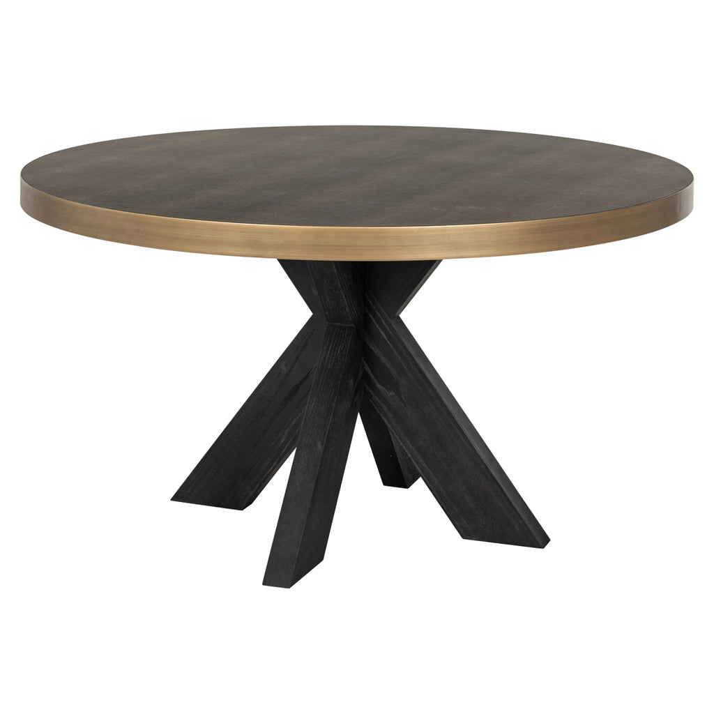 Table à manger Bloomville brass shagreen incl. glass top 140Ø
