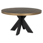 Table à manger Bloomville brass shagreen incl. glass top 140Ø