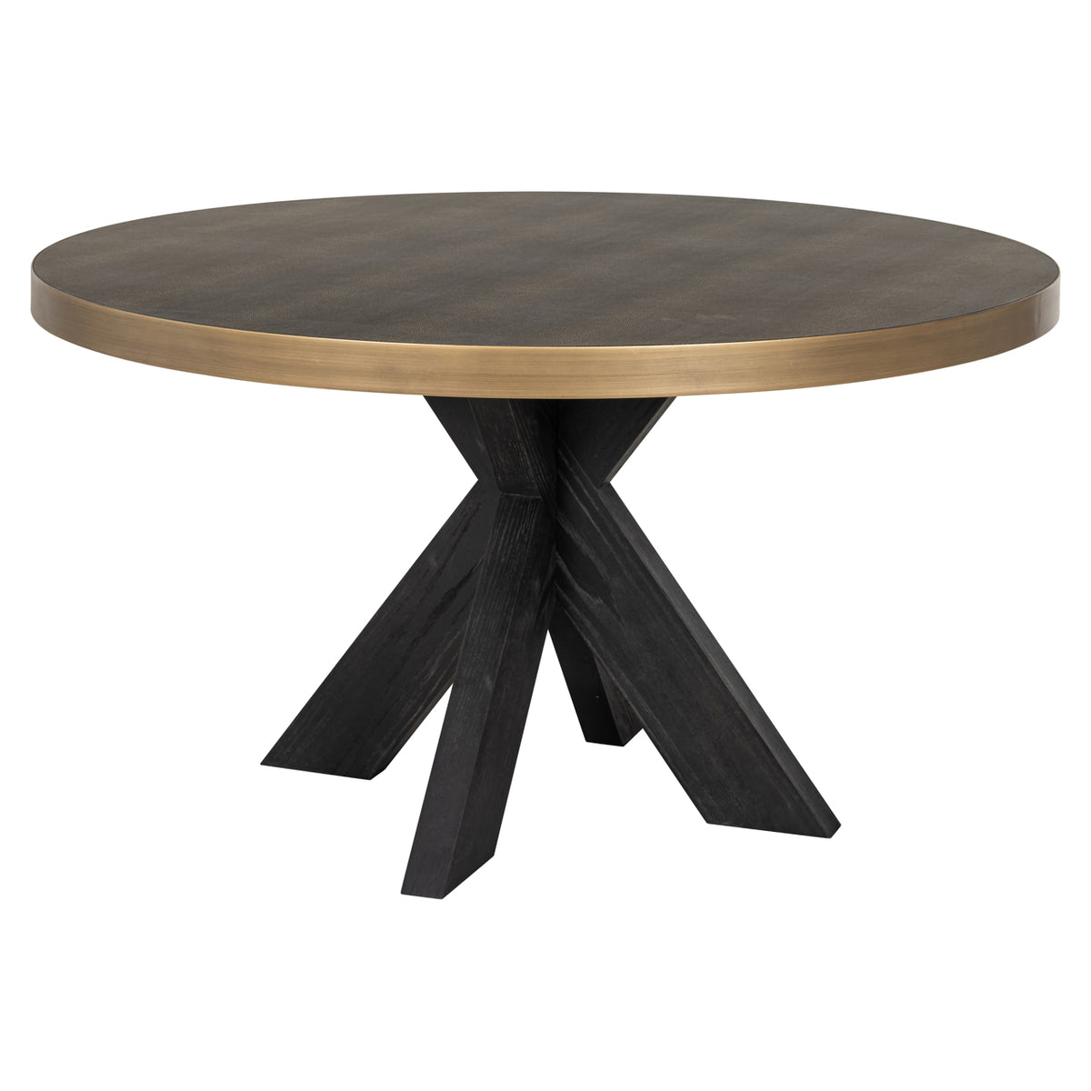 Table à manger Bloomville brass shagreen incl. glass top 140Ø