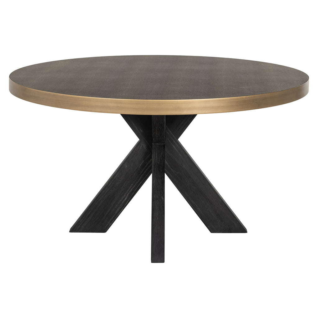 Table à manger Bloomville brass shagreen incl. glass top 140Ø