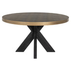 Table à manger Bloomville brass shagreen incl. glass top 140Ø