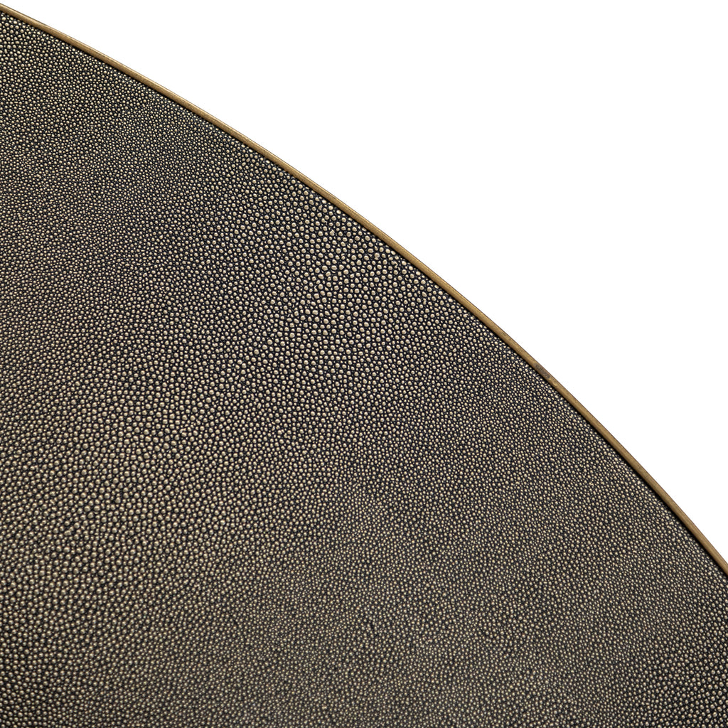 Table à manger Bloomville brass shagreen incl. glass top 140Ø