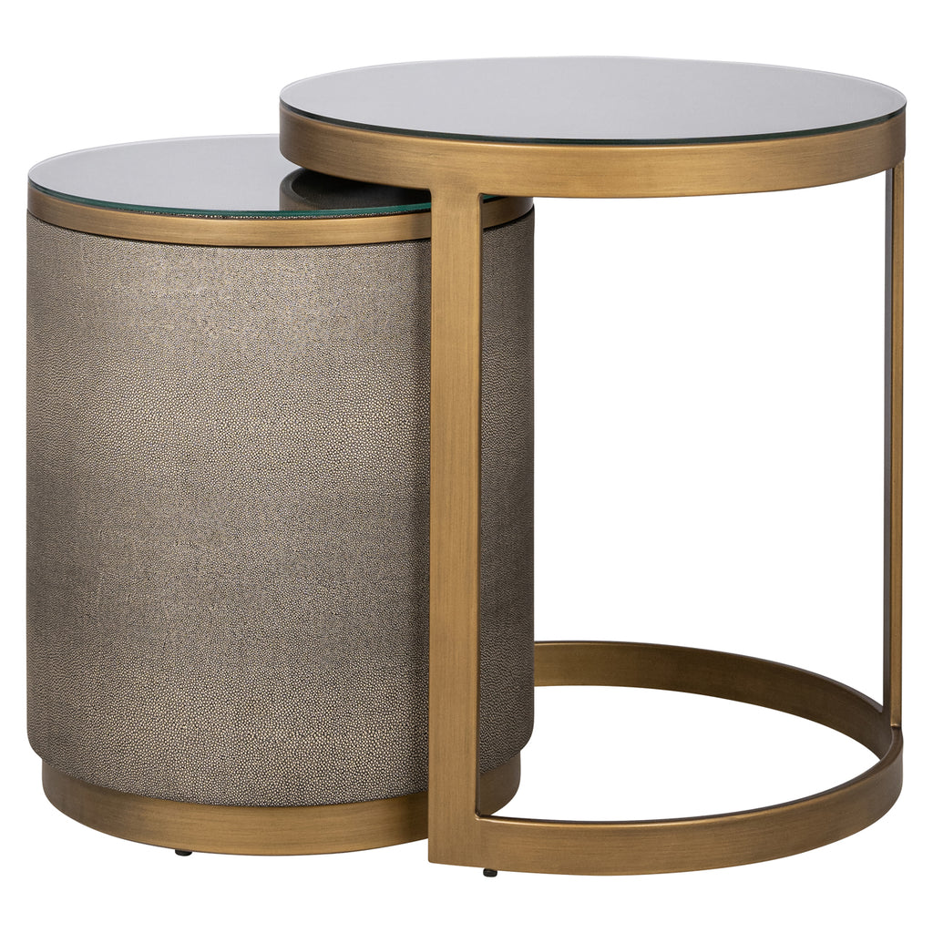 Table d'appoint Bloomville brass shagreen incl. glass (Set of 2)
