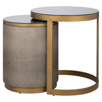 Table d'appoint Bloomville brass shagreen incl. glass (Set of 2)