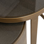 Table d'appoint Bloomville brass shagreen incl. glass (Set of 2)