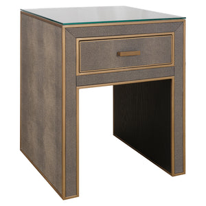 Table de chevet Bloomville brass shagreen incl. glass top