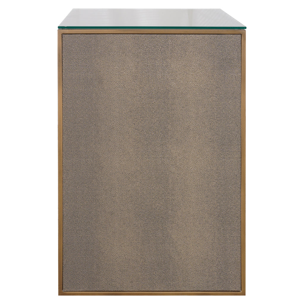 Table de chevet Bloomville brass shagreen incl. glass top