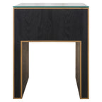 Table de chevet Bloomville brass shagreen incl. glass top
