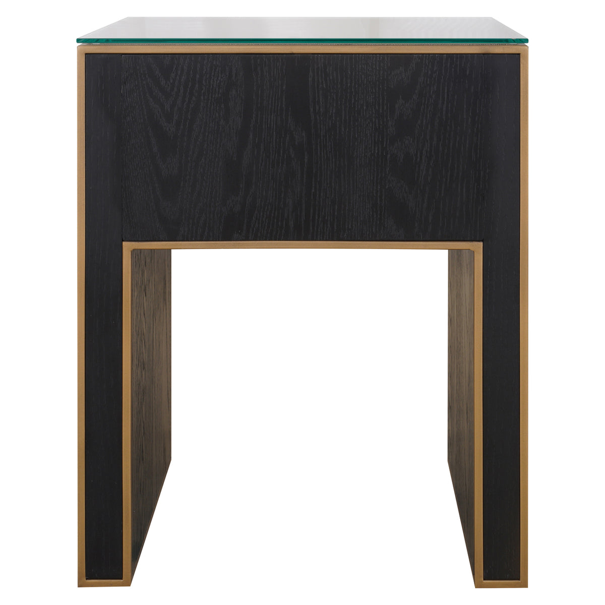 Table de chevet Bloomville brass shagreen incl. glass top