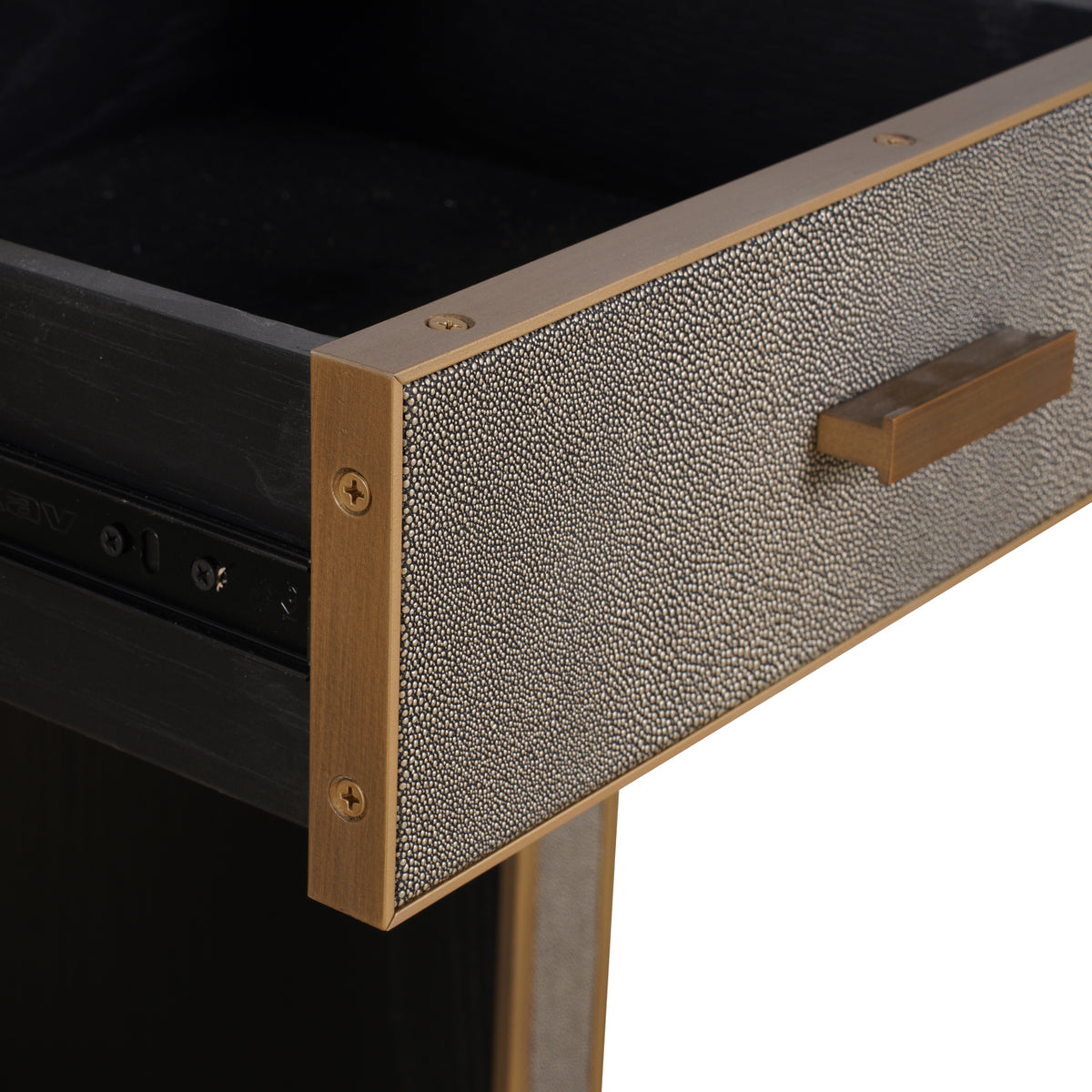 Table de chevet Bloomville brass shagreen incl. glass top