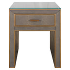 Table de chevet Bloomville brass shagreen incl. glass top