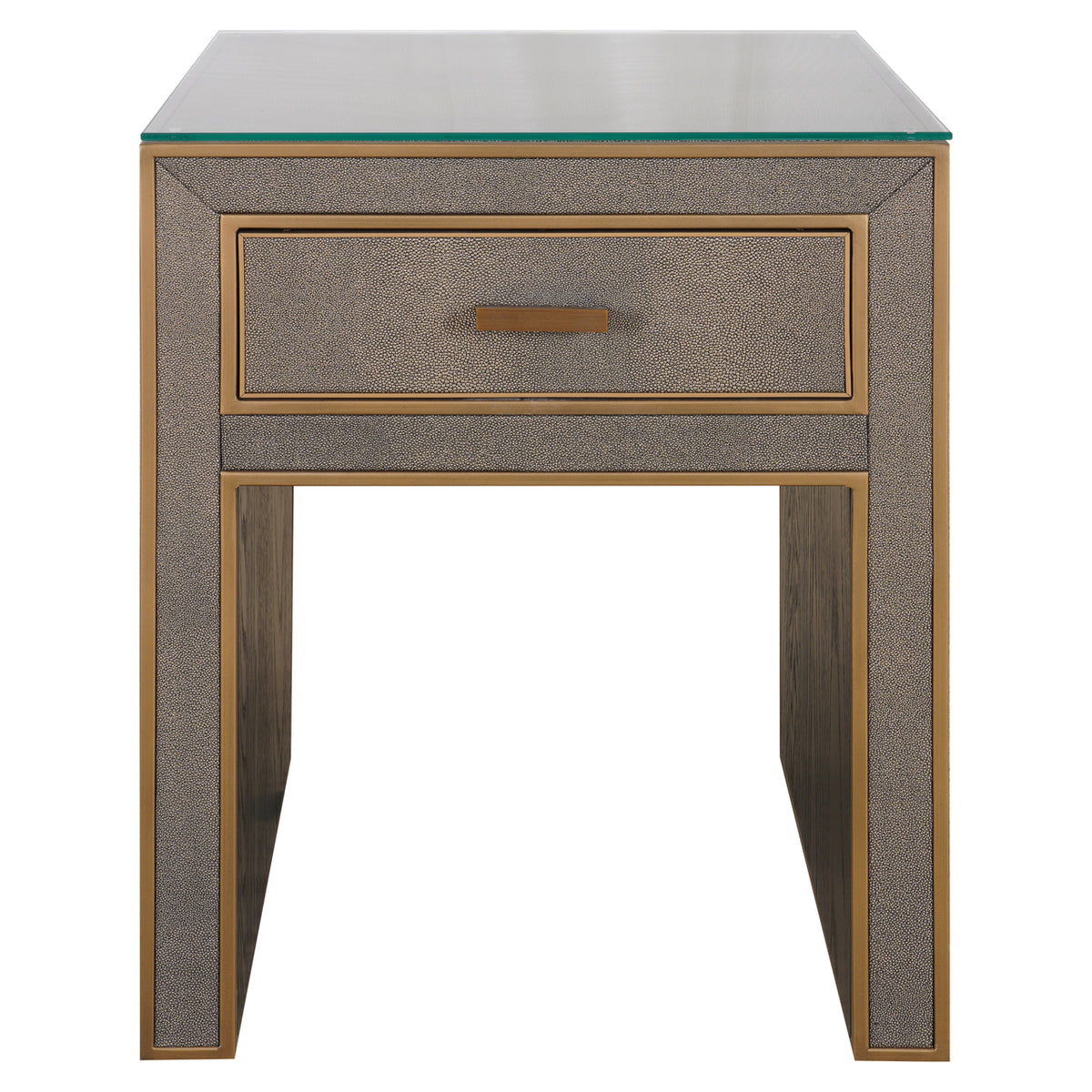 Table de chevet Bloomville brass shagreen incl. glass top