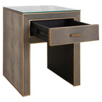 Table de chevet Bloomville brass shagreen incl. glass top