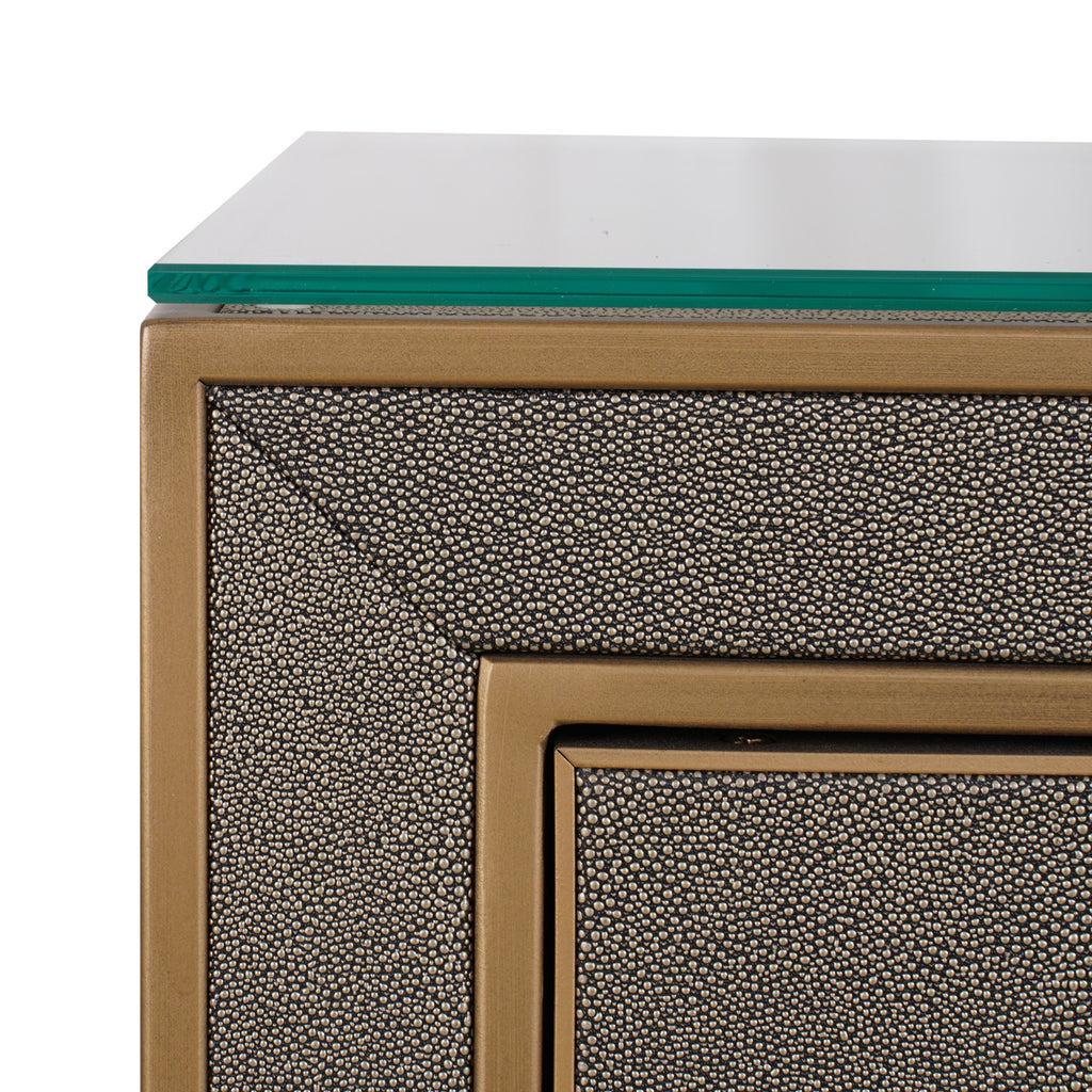 Table de chevet Bloomville brass shagreen incl. glass top