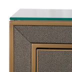 Table de chevet Bloomville brass shagreen incl. glass top