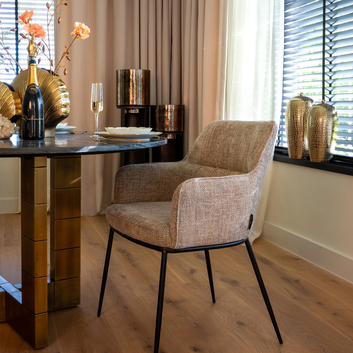 Table à manger Collada black/gold 130Ø