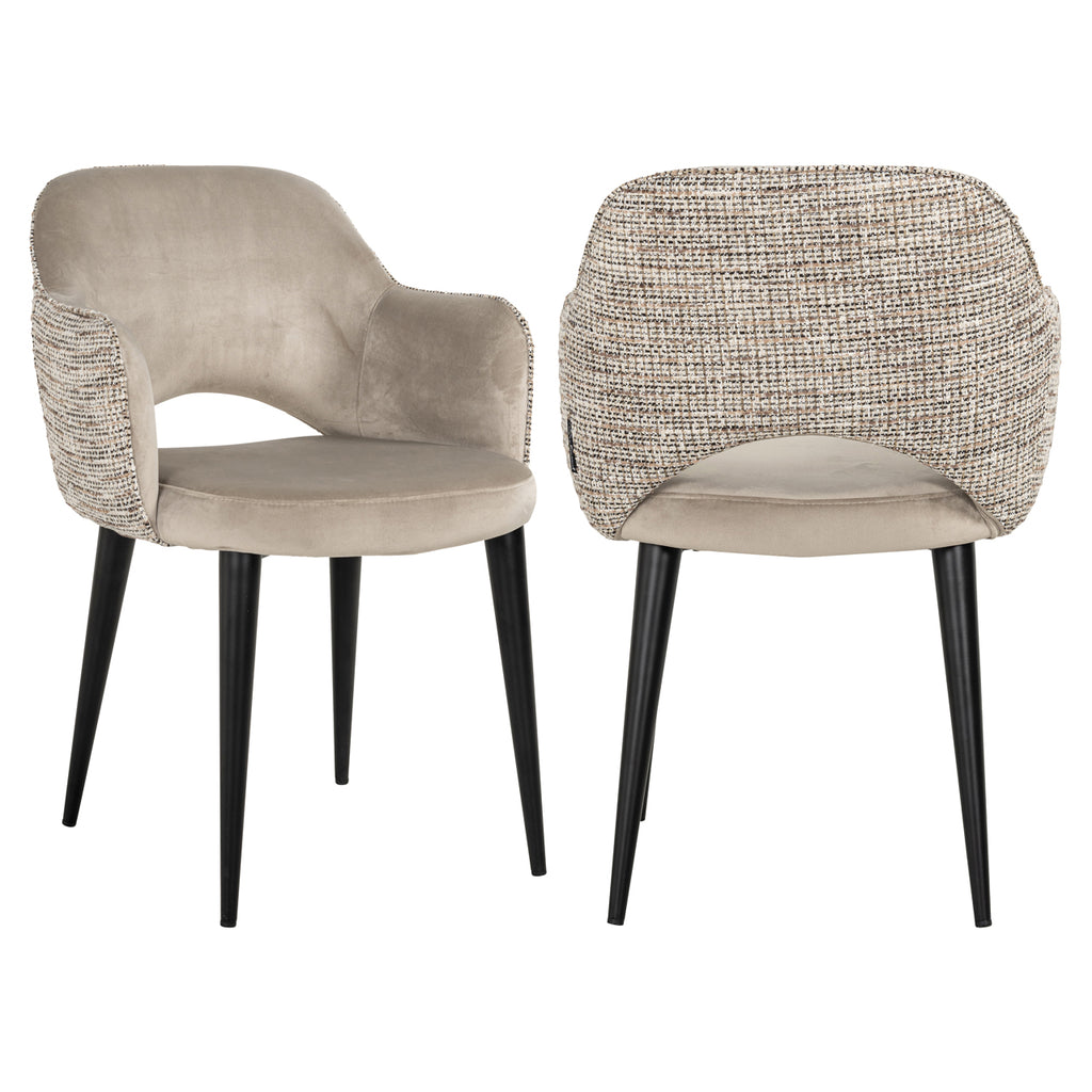 Chaise de salle à manger Giovanna trendy nature / khaki velvet fire retardant