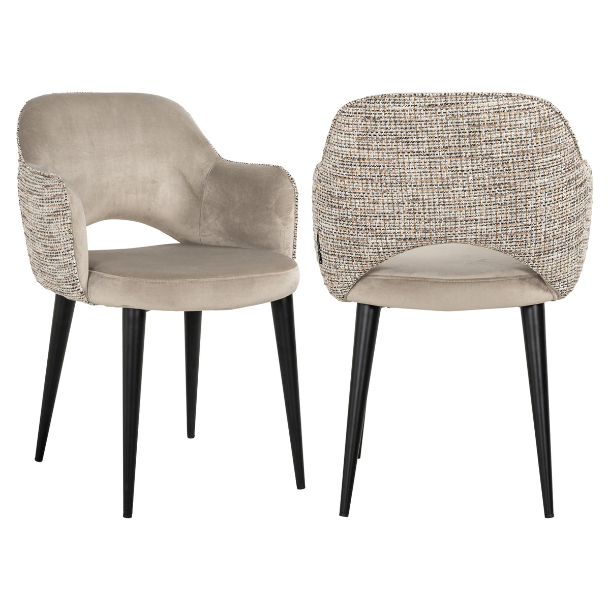 Chaise de salle à manger Giovanna trendy nature / khaki velvet fire retardant