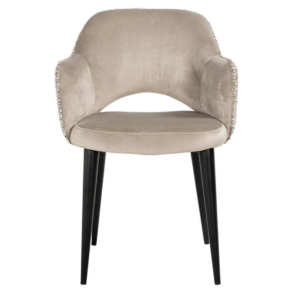 Chaise de salle à manger Giovanna trendy nature / khaki velvet fire retardant