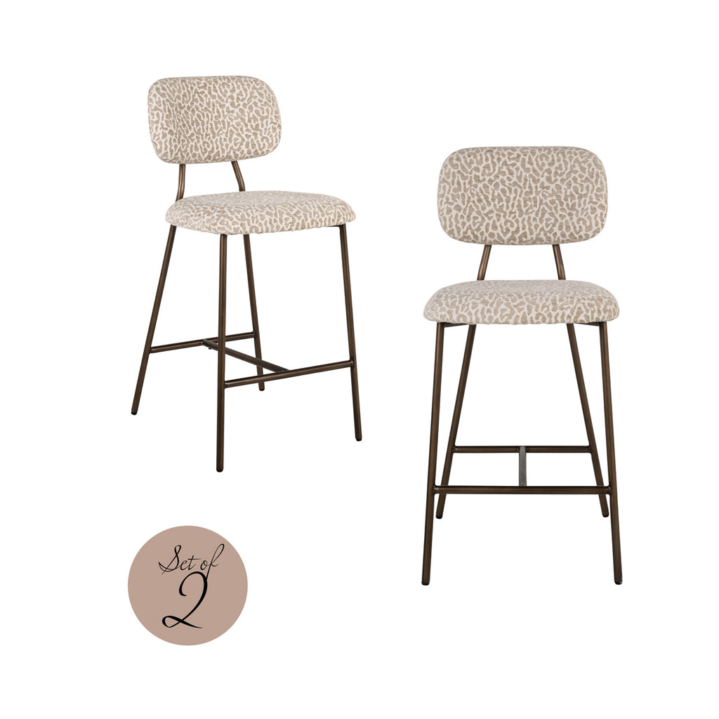 Tabouret de comptoir Xenia beige leopard fire retardant (Set of 2)